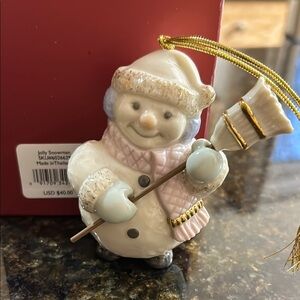 Lenox Holiday Snowman Ornament White Gold